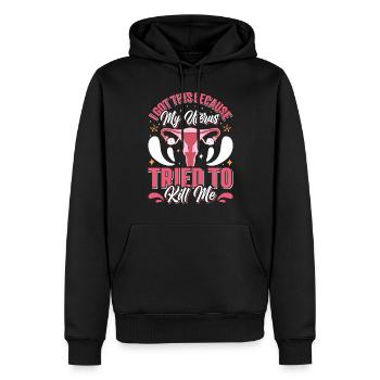 Aide à la convalescence pour la santé des femmes de l’endométriose - Sweat à capuche Premium bio Homme - noir - Devant - Nico (187cm)