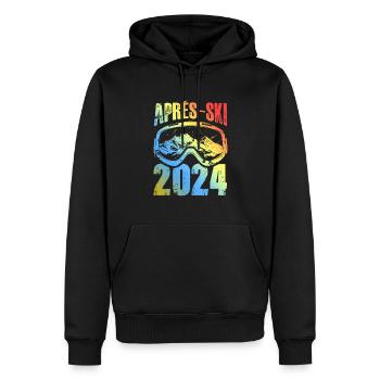 Apres Ski 2024 Ski Brille Bunt - Männer Premium Bio Hoodie - Schwarz - Vorne - Nico (187cm)