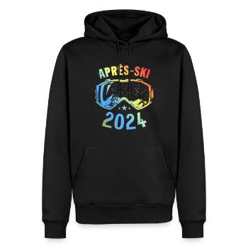 Apres Ski 2024 Berge Spruch Bunt - Männer Premium Bio Hoodie - Schwarz - Vorne - Nico (187cm)