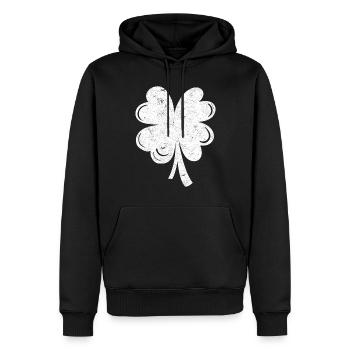 White four-leaf clover - Men’s Premium Organic Hoodie - black - Front - Nico (187cm)