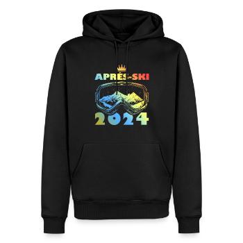 Après-ski 2024 Vacances au ski colorées - Sweat à capuche Premium bio Homme - noir - Devant - Nico (187cm)