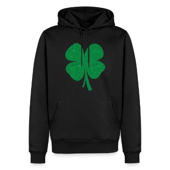 Lucky Charm Clover Leaf - Men’s Premium Organic Hoodie - black - Front - Nico (187cm)