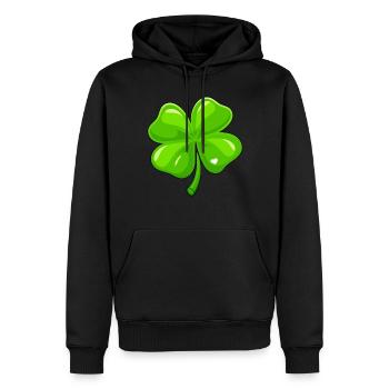 Porte-bonheur trèfle - Sweat à capuche Premium bio Homme - noir - Devant - Nico (187cm)