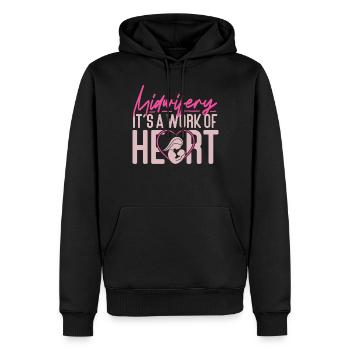 Infirmière sage-femme accoucheuse - Sweat à capuche Premium bio Homme - noir - Devant - Nico (187cm)
