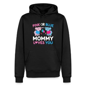 Maman rose ou bleue t'aime le sexe - Sweat à capuche Premium bio Homme - noir - Devant - Nico (187cm)