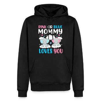 Maman rose ou bleue t'aime le sexe - Sweat à capuche Premium bio Homme - noir - Devant - Nico (187cm)