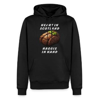 COEUR EN ECOSSE HAGGIS À LA MAIN - Sweat à capuche Premium bio Homme - noir - Devant - Nico (187cm)