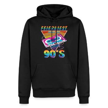 KASSETTE FEIERBIEST 90ER - Männer Premium Bio Hoodie - Schwarz - Vorne - Nico (187cm)