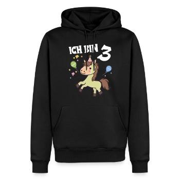 Ich bin 3 Jahre alt Pferde Pferd 3. Geburtstag - Männer Premium Bio Hoodie - Schwarz - Vorne - Nico (187cm)