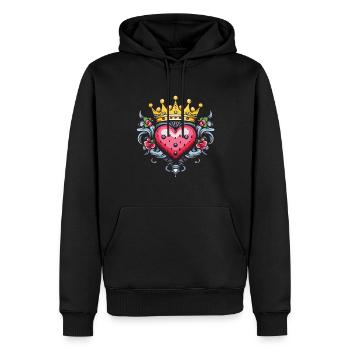Heart Crown Love - Men’s Premium Organic Hoodie - black - Front - Nico (187cm)