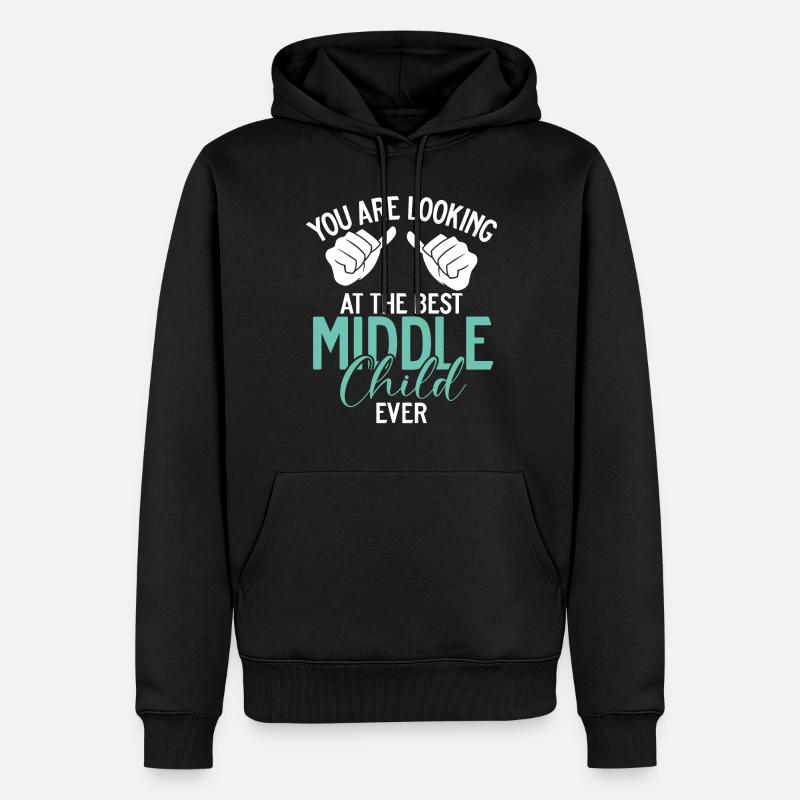 Cadeaux d’enfant du milieu - Sweat à capuche Premium bio Homme - noir