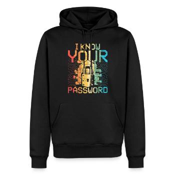 Ethical Hacker I Know Your Password - Männer Premium Bio Hoodie - Schwarz - Vorne - Nico (187cm)