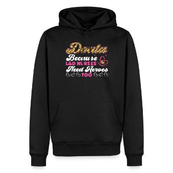 Doula Travailleuse à la naissance Doula Parce que - Sweat à capuche Premium bio Homme - noir - Devant - Nico (187cm)