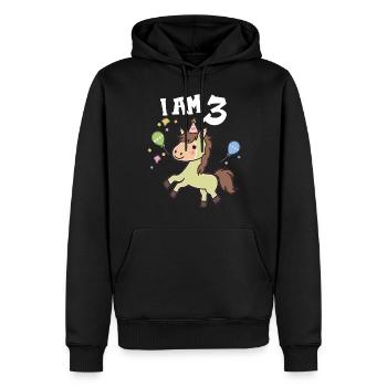 Ich bin 3 Jahre alt Pferde Pferd 3. Geburtstag - Männer Premium Bio Hoodie - Schwarz - Vorne - Nico (187cm)