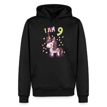 J'ai 9 ans Chevaux Cheval 9ème anniversaire - Sweat à capuche Premium bio Homme - noir - Devant - Nico (187cm)