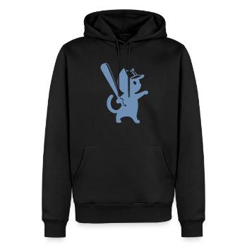 Minimalistische Katzen-Baseballspieler Silhouette - Männer Premium Bio Hoodie - Schwarz - Vorne - Nico (187cm)