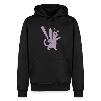 Minimalistische Katzen-Baseballspieler Silhouette - Männer Premium Bio Hoodie - Schwarz - Vorne - Nico (187cm)