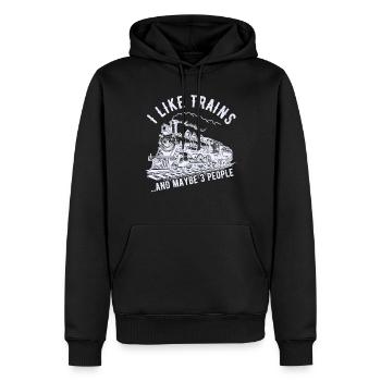 Zug Lokomotive Eisenbahn Zugführer Lokführer - Männer Premium Bio Hoodie - Schwarz - Vorne - Nico (187cm)