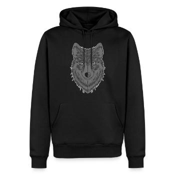Imprimé motif animalier tête de loup avec loup - Sweat à capuche Premium bio Homme - noir - Devant - Nico (187cm)