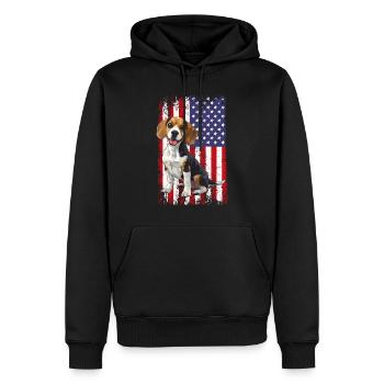 beagle drapeau américain, beagle - Sweat à capuche Premium bio Homme - noir - Devant - Nico (187cm)