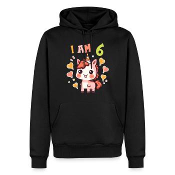 J'ai 6 ans Chevaux Cheval 6ème anniversaire - Sweat à capuche Premium bio Homme - noir - Devant - Nico (187cm)