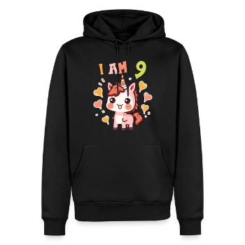 J'ai 9 ans Chevaux Cheval 9ème anniversaire - Sweat à capuche Premium bio Homme - noir - Devant - Nico (187cm)
