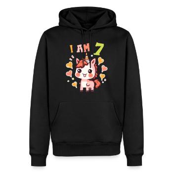 J'ai 7 ans Chevaux Cheval 7ème anniversaire - Sweat à capuche Premium bio Homme - noir - Devant - Nico (187cm)