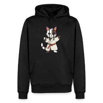 Karate Katze I lustige Tiere | Sport | Kätzchen - Männer Premium Bio Hoodie - Schwarz - Vorne - Nico (187cm)
