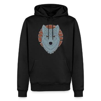 Wolfskopf Tier Motiv Aufdruck mit Wolf - Männer Premium Bio Hoodie - Schwarz - Vorne - Nico (187cm)