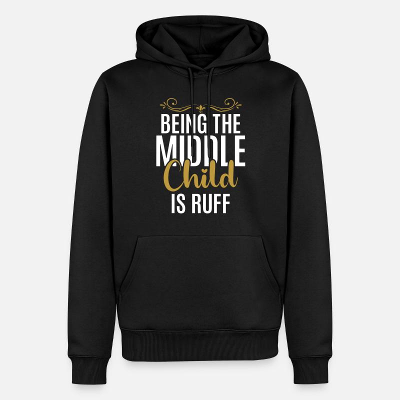 Cadeaux d’enfant du milieu - Sweat à capuche Premium bio Homme - noir