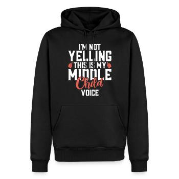 Cadeaux d’enfant du milieu - Sweat à capuche Premium bio Homme - noir - Devant - Nico (187cm)