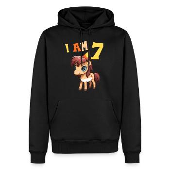 J'ai 7 ans Chevaux Cheval 7ème anniversaire - Sweat à capuche Premium bio Homme - noir - Devant - Nico (187cm)