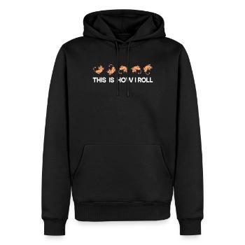 C'est comme ça que je roule mon doux chat - Sweat à capuche Premium bio Homme - noir - Devant - Nico (187cm)