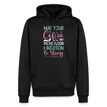 Infirmière spécialisée dans le travail et l’accouchement - Sweat à capuche Premium bio Homme - noir - Devant - Nico (187cm)