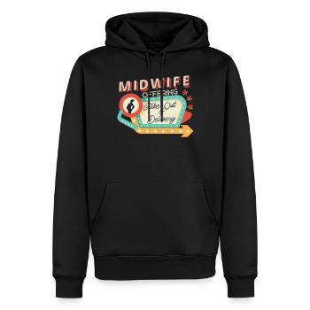 Infirmière sage-femme accoucheuse Sage-femme - Sweat à capuche Premium bio Homme - noir - Devant - Nico (187cm)