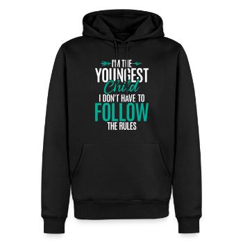 Cadeau enfant le plus jeune - Sweat à capuche Premium bio Homme - noir - Devant - Nico (187cm)