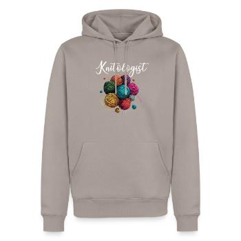 knitologist, Yarn Knitting - Männer Premium Bio Hoodie - Taupe - Vorne - Nico (187cm)