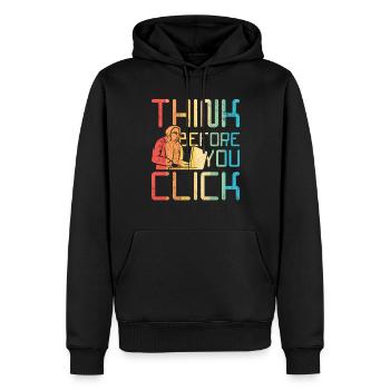 Hacker éthique : réfléchissez avant de cliquer - Sweat à capuche Premium bio Homme - noir - Devant - Nico (187cm)
