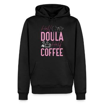 Doula Birth Worker Coffee Half - Men’s Premium Organic Hoodie - black - Front - Nico (187cm)
