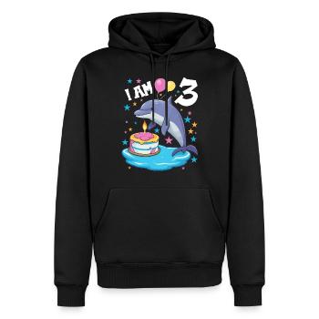 J’ai 3 ans Dauphins Dauphin 3ème anniversaire - Sweat à capuche Premium bio Homme - noir - Devant - Nico (187cm)
