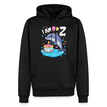 I am 2 years old Dolphins Dolphin 2nd birthday - Men’s Premium Organic Hoodie - black - Front - Nico (187cm)