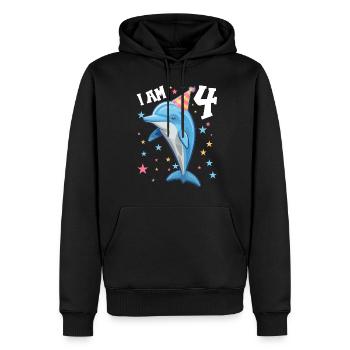 J’ai 4 ans Dauphins Dauphin 4e anniversaire - Sweat à capuche Premium bio Homme - noir - Devant - Nico (187cm)