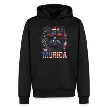 Lunettes de soleil chat Murica America drapeau cadeau - Sweat à capuche Premium bio Homme - noir - Devant - Nico (187cm)