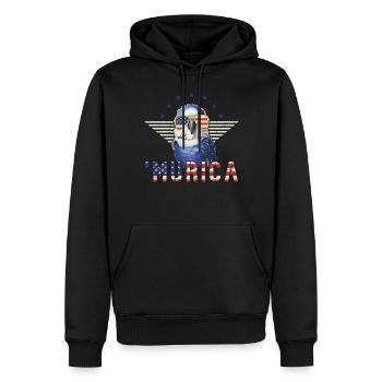 Lunettes de soleil perruche Murica drapeau cadeau - Sweat à capuche Premium bio Homme - noir - Devant - Nico (187cm)