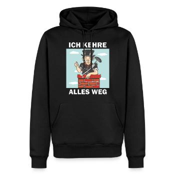 SCHLOTFEGER ICH KEHRE ALLES WEG - Männer Premium Bio Hoodie - Schwarz - Vorne - Nico (187cm)