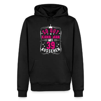 So Gut Kann Man Mit 39 Aussehen, 39. Geburtstag - Männer Premium Bio Hoodie - Schwarz - Vorne - Nico (187cm)