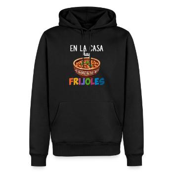 En la casa hay frijoles - Sweat à capuche Premium bio Homme - noir - Devant - Nico (187cm)