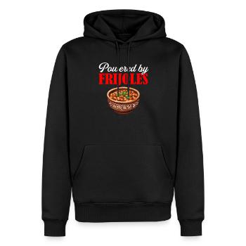 powered by frijoles - Männer Premium Bio Hoodie - Schwarz - Vorne - Nico (187cm)