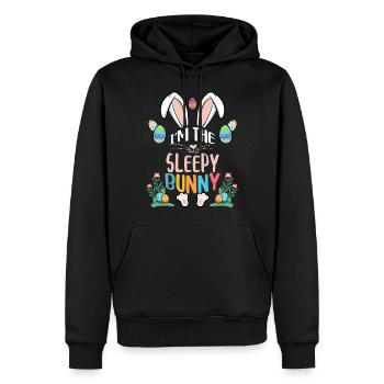 Je suis le lapin endormi - Sweat à capuche Premium bio Homme - noir - Devant - Nico (187cm)