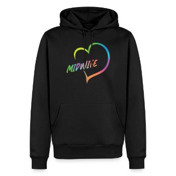 Infirmière Sage-Femme Accoucheuse Coeur - Sweat à capuche Premium bio Homme - noir - Devant - Nico (187cm)